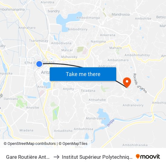 Gare Routière Antohomadinika to Institut Supérieur Polytechnique De Madagascar map
