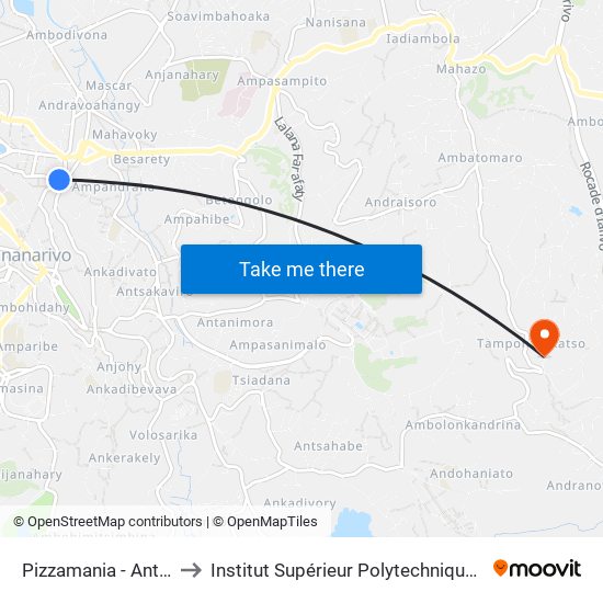 Pizzamania - Antaninandro to Institut Supérieur Polytechnique De Madagascar map