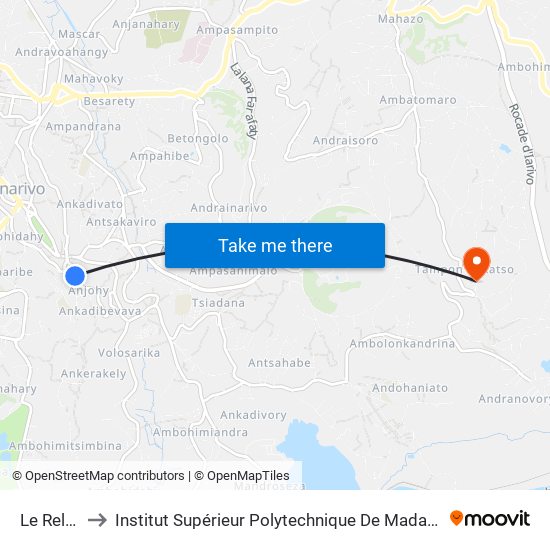 Le Relais to Institut Supérieur Polytechnique De Madagascar map