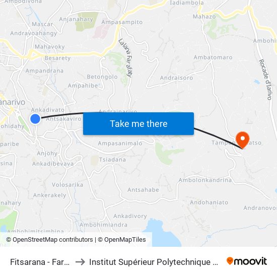 Fitsarana - Faravohitra to Institut Supérieur Polytechnique De Madagascar map