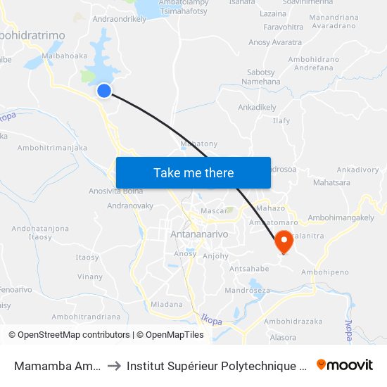 Mamamba Ambohibao to Institut Supérieur Polytechnique De Madagascar map
