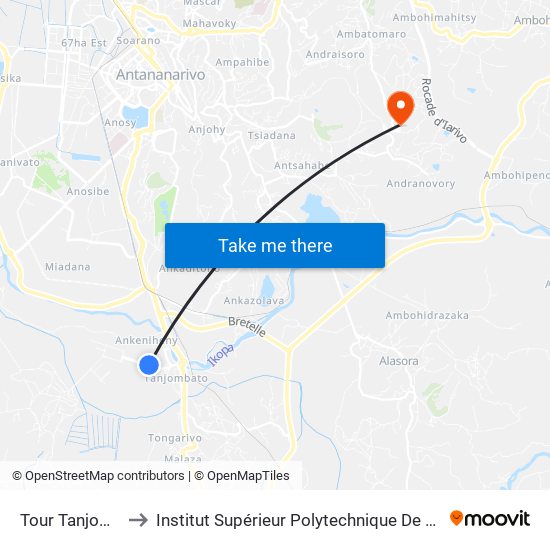 Tour Tanjombato to Institut Supérieur Polytechnique De Madagascar map