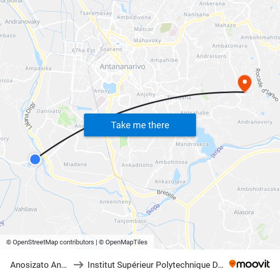 Anosizato Andrefana to Institut Supérieur Polytechnique De Madagascar map