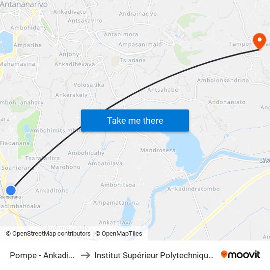 Pompe - Ankadimbahoaka to Institut Supérieur Polytechnique De Madagascar map