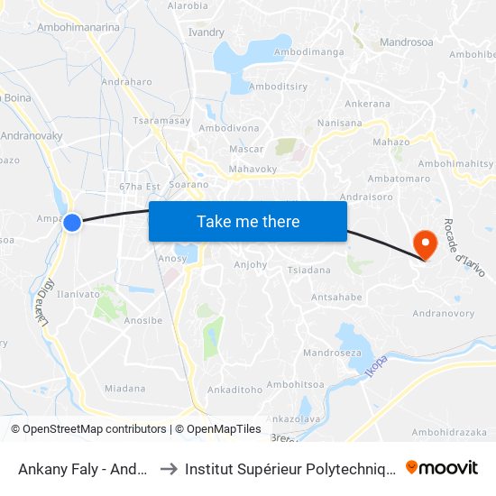 Ankany Faly - Andohatapenaka to Institut Supérieur Polytechnique De Madagascar map