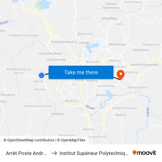 Arrêt Poste Andranonahoatra to Institut Supérieur Polytechnique De Madagascar map