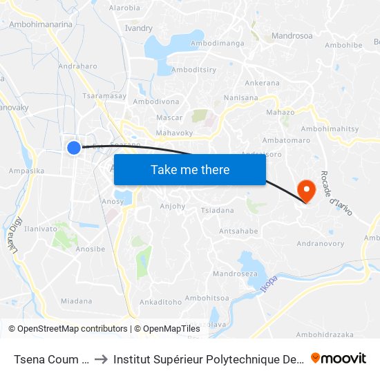 Tsena Coum 67 Ha to Institut Supérieur Polytechnique De Madagascar map
