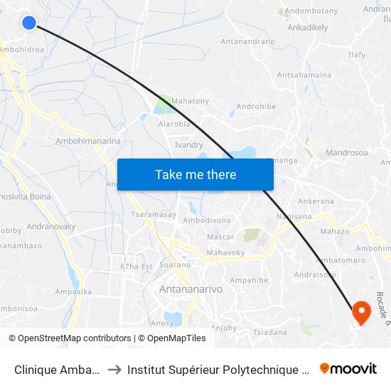 Clinique Ambatolampy to Institut Supérieur Polytechnique De Madagascar map