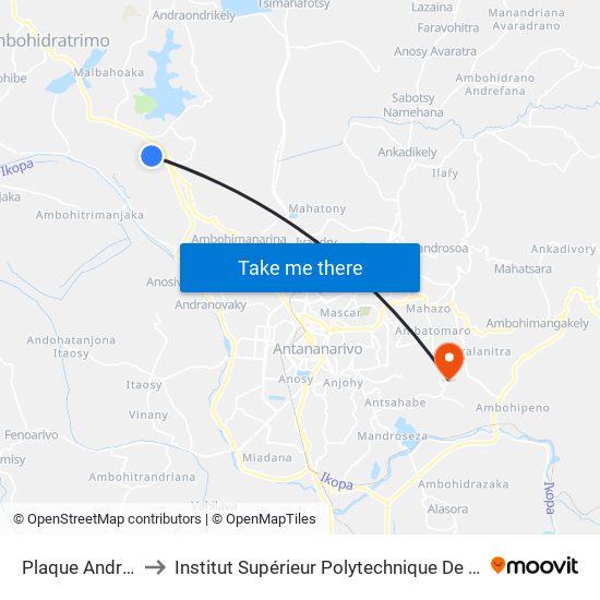 Plaque Andranoro to Institut Supérieur Polytechnique De Madagascar map