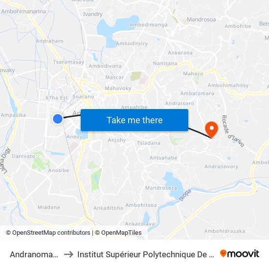 Andranomanalina to Institut Supérieur Polytechnique De Madagascar map