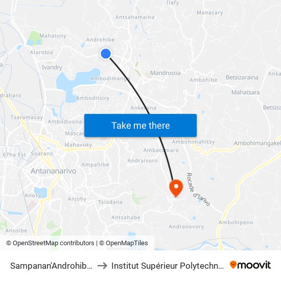 Sampanan'Androhibe Analamahitsy to Institut Supérieur Polytechnique De Madagascar map