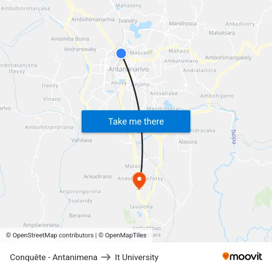 Conquête - Antanimena to It University map