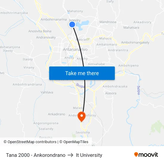 Tana 2000 - Ankorondrano to It University map