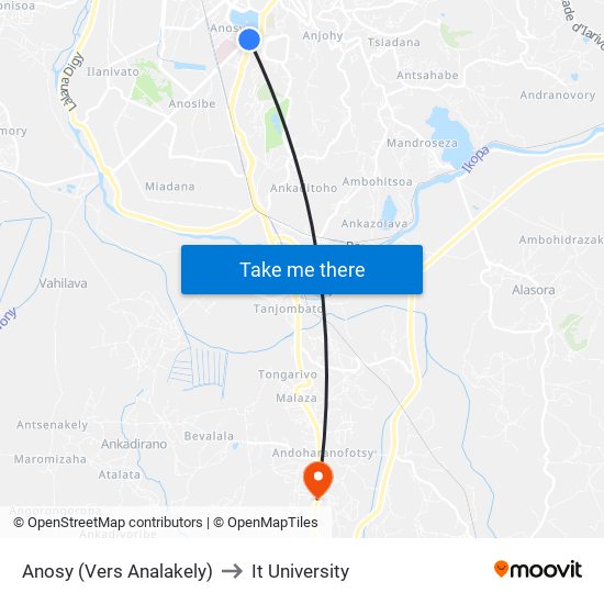 Anosy (Vers Analakely) to It University map