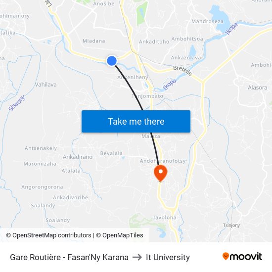 Gare Routière - Fasan'Ny Karana to It University map