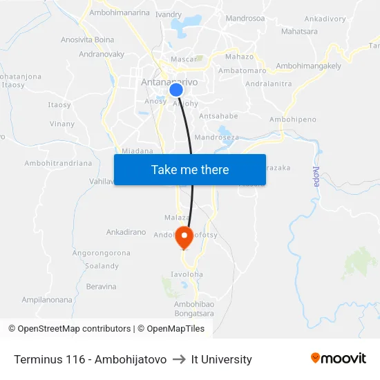 Terminus 116 - Ambohijatovo to It University map