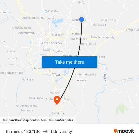 Terminus 183/136 to It University map