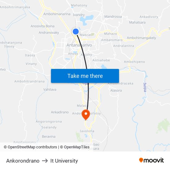 Ankorondrano to It University map