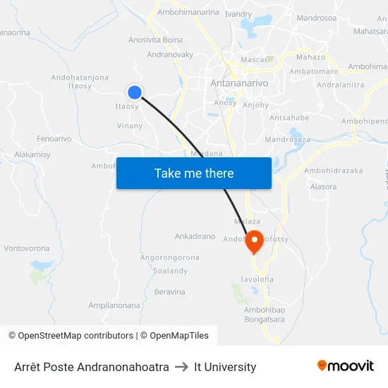 Arrêt Poste Andranonahoatra to It University map
