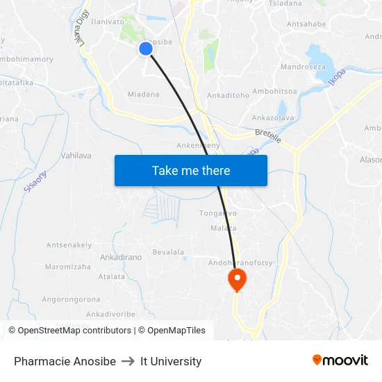 Pharmacie Anosibe to It University map