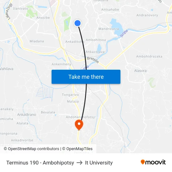 Terminus 190 - Ambohipotsy to It University map