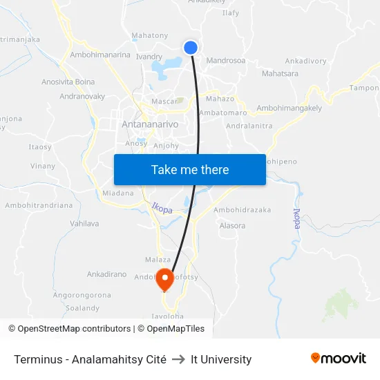 Terminus  - Analamahitsy Cité to It University map