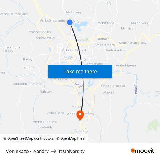 Voninkazo - Ivandry to It University map