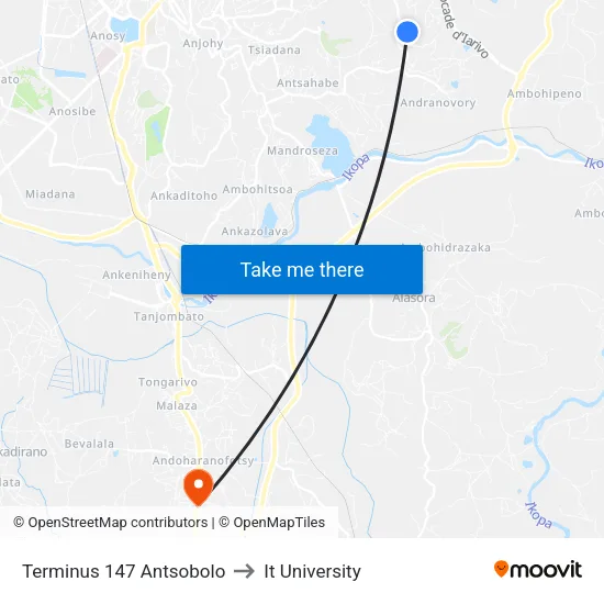 Terminus 147 Antsobolo to It University map