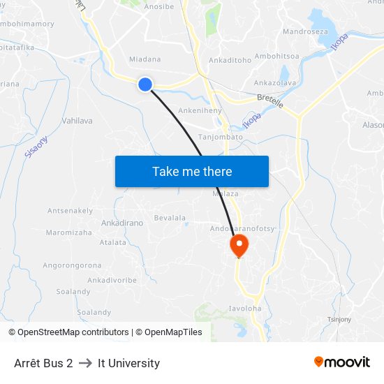 Arrêt Bus 2 to It University map
