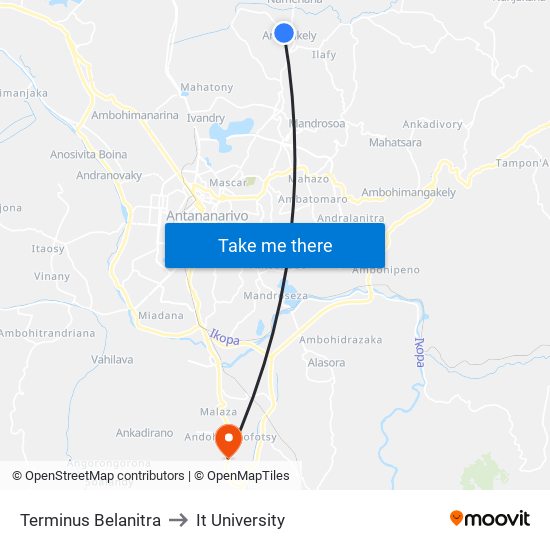 Terminus Belanitra to It University map