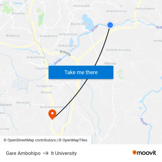 Gare Ambohipo to It University map