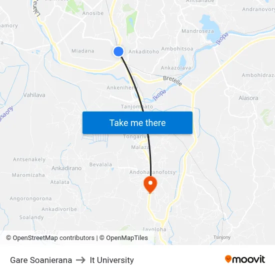 Gare Soanierana to It University map