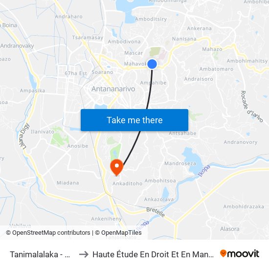 Tanimalalaka - Avaradoha to Haute Étude En Droit Et En Management (Hedm) map