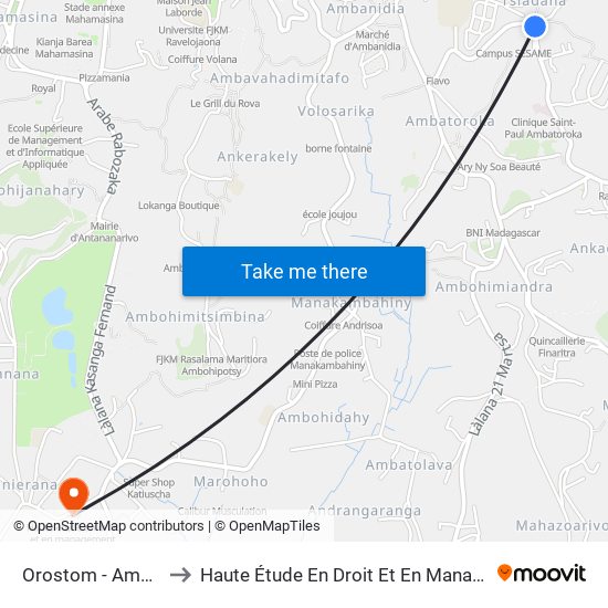 Orostom - Ambatoroka to Haute Étude En Droit Et En Management (Hedm) map