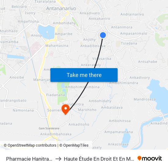Pharmacie Hanitra - Antsakaviro to Haute Étude En Droit Et En Management (Hedm) map