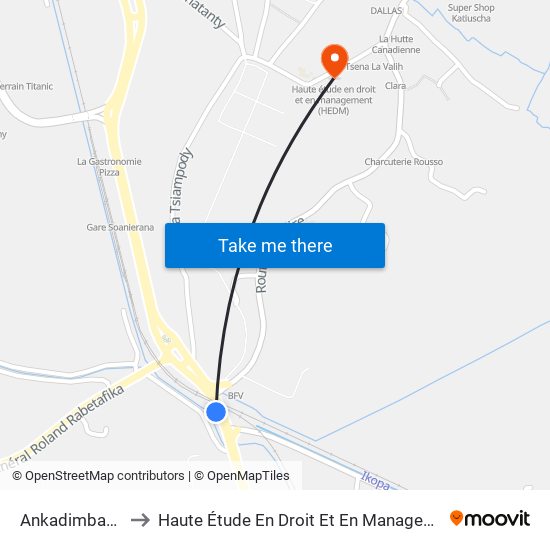 Ankadimbahoaka to Haute Étude En Droit Et En Management (Hedm) map