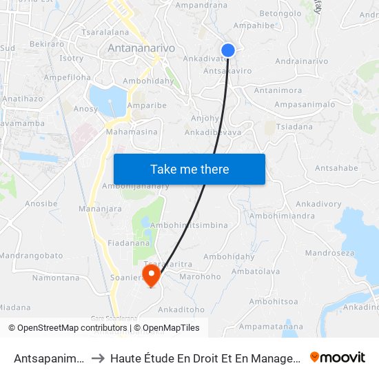 Antsapanimahazo to Haute Étude En Droit Et En Management (Hedm) map