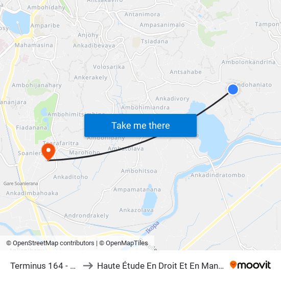 Terminus 164 - Ambohipo to Haute Étude En Droit Et En Management (Hedm) map