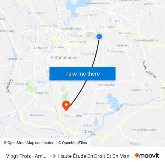 Vingt-Trois - Ampasampito to Haute Étude En Droit Et En Management (Hedm) map
