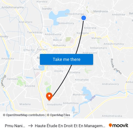 Pmu Nanisana to Haute Étude En Droit Et En Management (Hedm) map