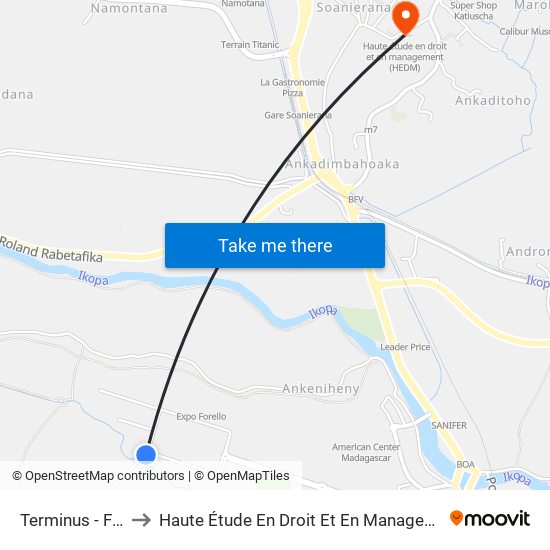 Terminus - Forello to Haute Étude En Droit Et En Management (Hedm) map