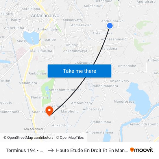 Terminus 194 - Antanimora to Haute Étude En Droit Et En Management (Hedm) map