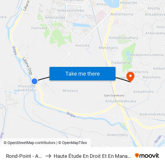 Rond-Point - Anosizato to Haute Étude En Droit Et En Management (Hedm) map