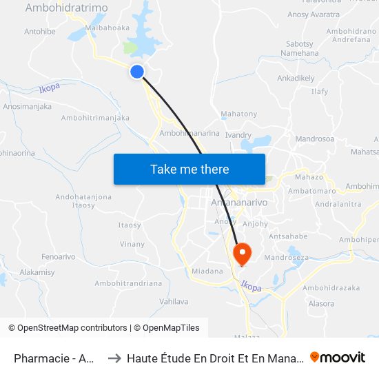 Pharmacie - Ambohibao to Haute Étude En Droit Et En Management (Hedm) map