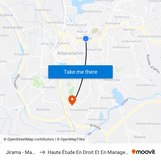 Jirama - Mahavoky to Haute Étude En Droit Et En Management (Hedm) map