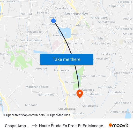 Cnaps Ampefiloha to Haute Étude En Droit Et En Management (Hedm) map