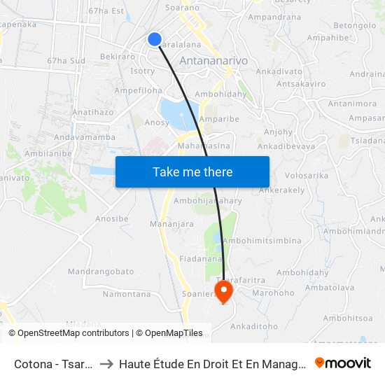Cotona - Tsaralalana to Haute Étude En Droit Et En Management (Hedm) map