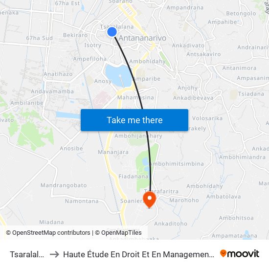 Tsaralalana to Haute Étude En Droit Et En Management (Hedm) map