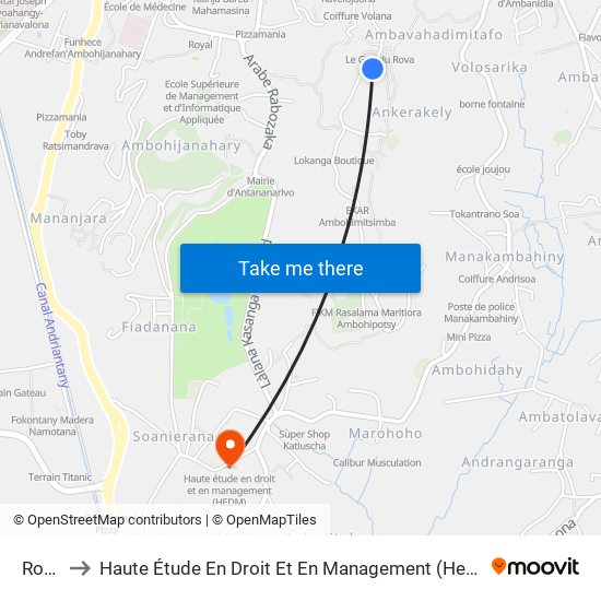 Rova to Haute Étude En Droit Et En Management (Hedm) map