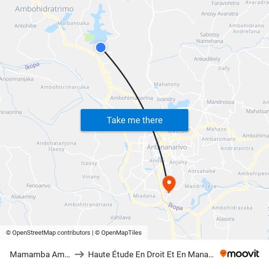 Mamamba Ambohibao to Haute Étude En Droit Et En Management (Hedm) map